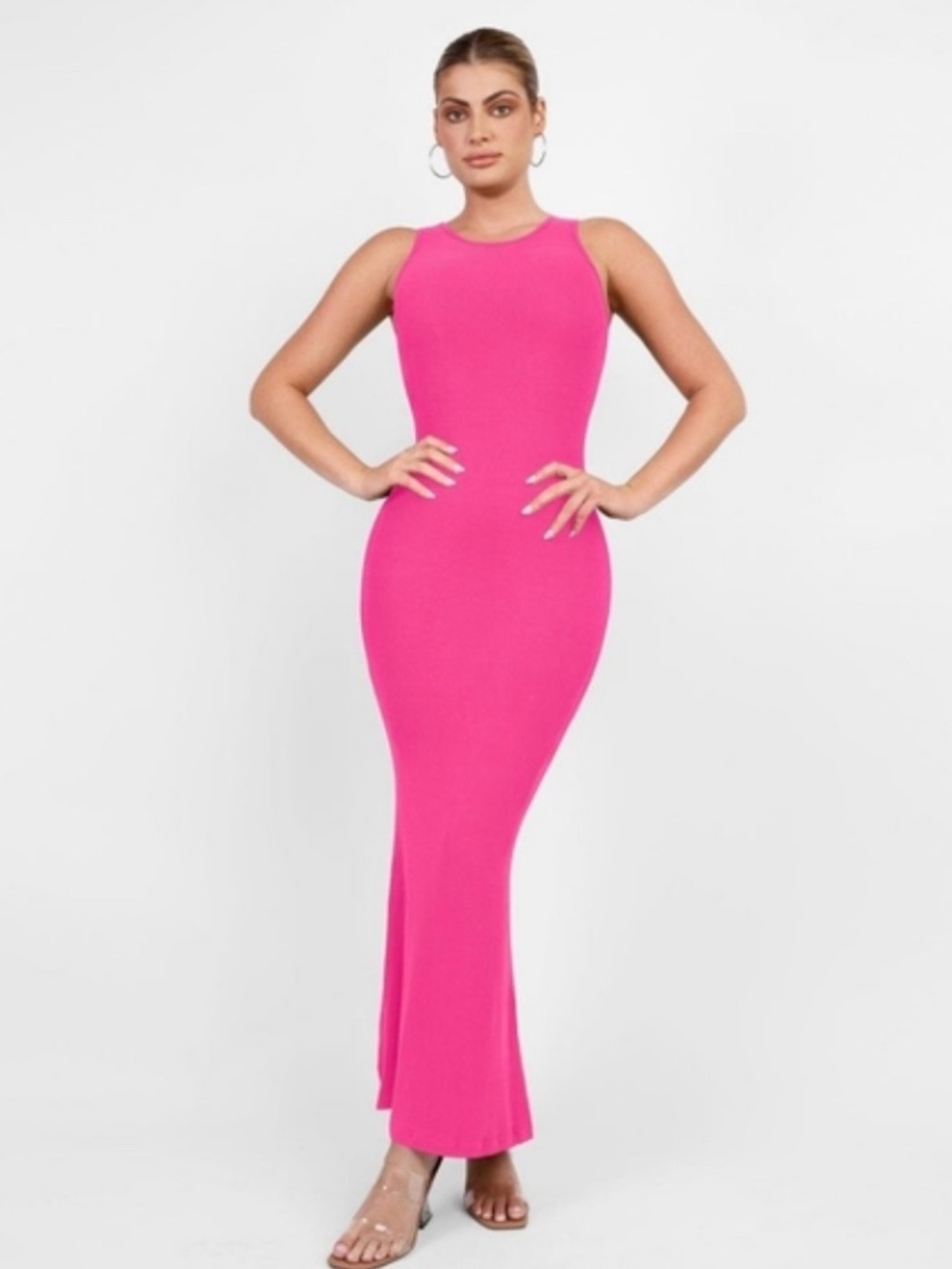 Popilush Built-In Shapewear Crew Neck Sleeveless Maxi Dress NWT Size L MSRP $99